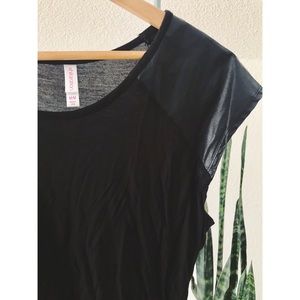 Xhilaration Tops - Faux Leather Shoulder Tee Xhilaration Tops - Faux Leather Shoulder Tee